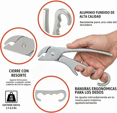 Vista 3 de Chef Pomodoro Pinza para bandeja de pizza resistente, alicates para bandeja