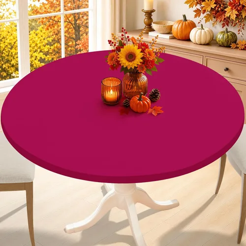 Vista 21 de Smiry - Mantel redondo de elastano, manteles ajustados lavables elásticos para mesas de 36 a 44 pulgadas, cubierta de mesa de picnic elástica