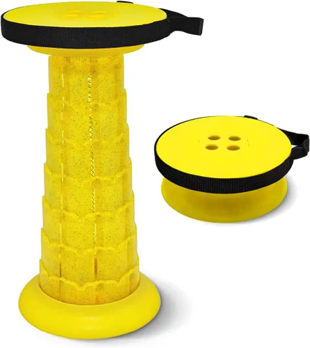 Vista 8 de Taburete plegable portátil retráctil ajustable para adultos, resistente con capacidad de carga de 770 libras, silla plegable, taburete de campamento