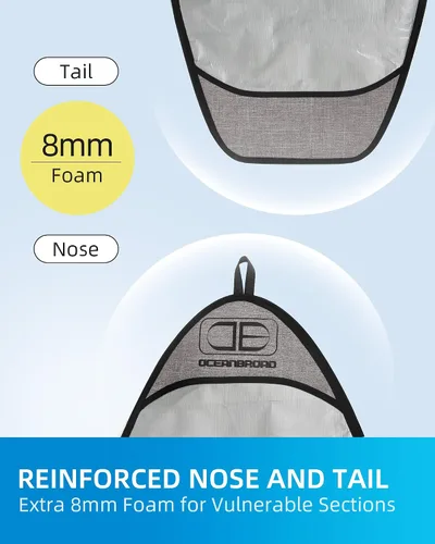 Vista 4 de OCEANBROAD Bolsa para Tabla de Surf Longboard Mochila de Día Bolsa de Viaje 5'0, 5'6, 6'0, 6'6, 7'0, 7'6, 8'0, 8'6, 9'0, 9'6, 10'0