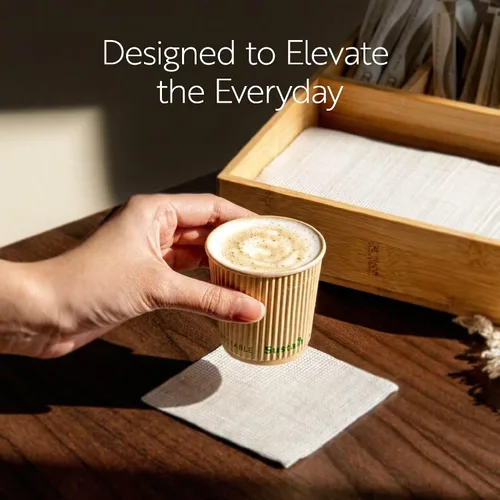 Vista 7 de Restaurantware Tazas de café de papel de 4 onzas, paquete de 25 tazas aisladas de pared ondulada, para bebidas calientes, papel kraft resistente a