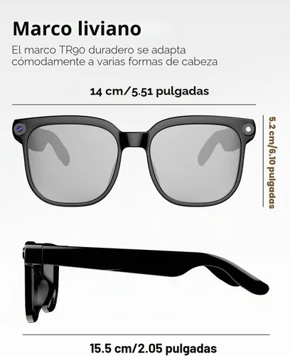 Vista 7 de Gafas inteligentes AI con cámara de 8 MP, video 4K y traducción de 139