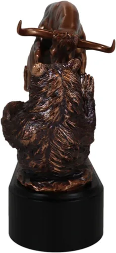 Vista 6 de Ebros Wall Street - Estatua de oso trouncing con base de pedestal, escultura de resina galvanizada de bronce de toro contra oso, regalos ideales