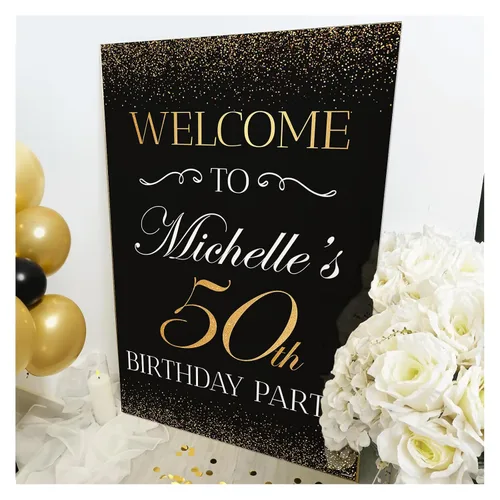 Vista 2 de Cartel personalizado para fiesta de bienvenida de 50 aniversario, 50 cumpleaños, 23.6 x 17.7 in, 35.8 x 23.6 in, 18.9 x 14.2 in, cartel