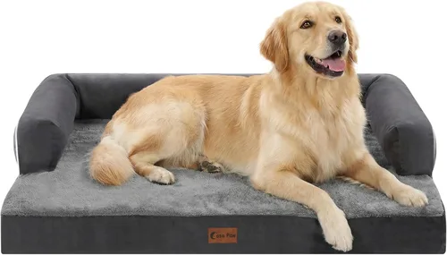 Vista 49 de Cama ortopédica para perros extragrandes, cama de espuma XL con forma de caja de huevos impermeable con lados 45x35 pulgadas, cama de sofá