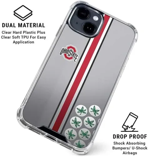 Vista 2 de Skinit Funda transparente compatible con iPhone 15 Plus, diseño oficial de los Buckeyes de la Universidad Estatal de Ohio