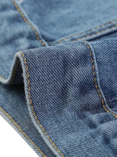 Vista 5 de Allegra K Chaqueta de moto sin mangas con cremallera para mujer, chaleco de mezclilla clásico