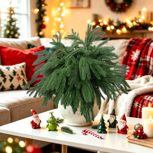 Vista 5 de 12 tallos de pino Norfolk, ramas de pino artificiales para Navidad