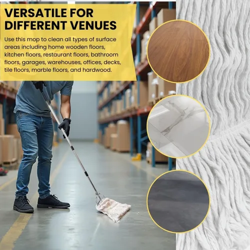 Vista 2 de Trapeador industrial comercial resistente, mopas de algodón húmedo de 59 pulgadas para limpieza de suelos, adecuadas para limpieza del hogar, taller