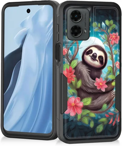 Vista 130 de Funda para Moto G Play 4G 2024, resistente de doble capa híbrida de policarbonato duro, goma suave, a prueba de golpes, funda protectora resistente