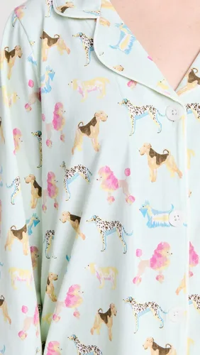 Vista 6 de BedHead Pajamas Conjunto de pijama largo para mujer, espectáculo de perro, azul, estampado, talla M, Exposición canina