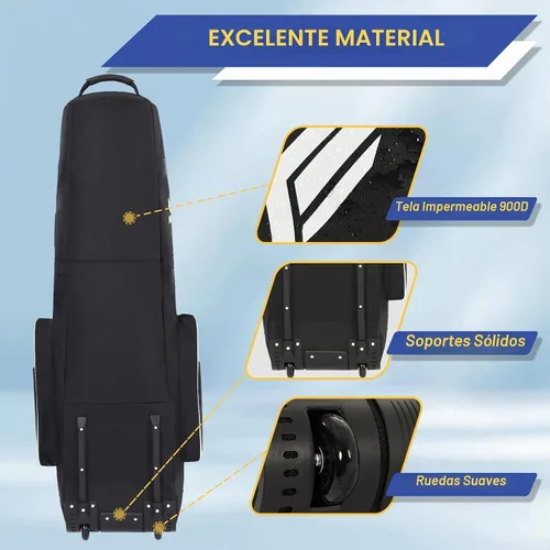 Vista 5 de Bolsa de viaje de golf Gofly para aerolíneas con ruedas, cremallera con candado y compartimento para zapatos, bolsa de viaje de golf