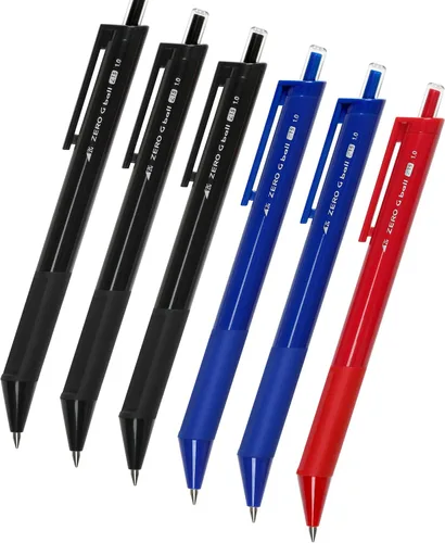 Vista 8 de Bolígrafo estándar, 0.020 in, tinta de 3 colores (negro, azul, rojo), cuerpo blanco, 6 bolígrafos por paquete