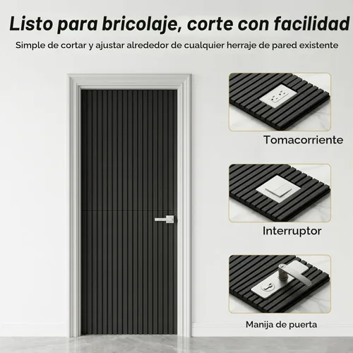 Vista 6 de TONOR Paneles de pared acústicos de doble capa autoadhesivos de alta densidad, paquete de 4 paneles de 47.2"x23.6"x0.72", paneles grandes de pared