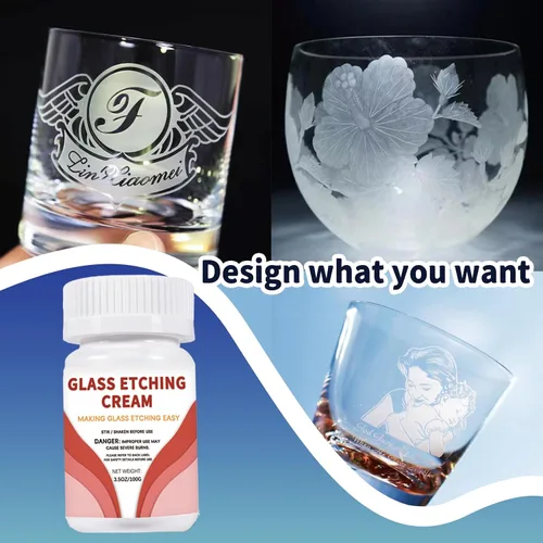 Vista 5 de Crema de grabado para vidrio, espejos, cerámica, porcelana, mármol y pizarra, para fabricantes, creadores, artesanos, aficionados al bricolaje