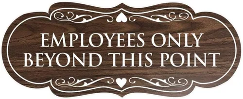 Vista 23 de Signs ByLITA Designer Employees Only Beyond This Point - Letrero (negro), tamaño mediano