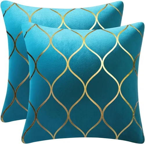 Vista 15 de DEZENE Fundas de almohada decorativas de terciopelo dorado de 22 x 22 pulgadas: paquete de 2 fundas de almohada cuadradas decorativas para Negro