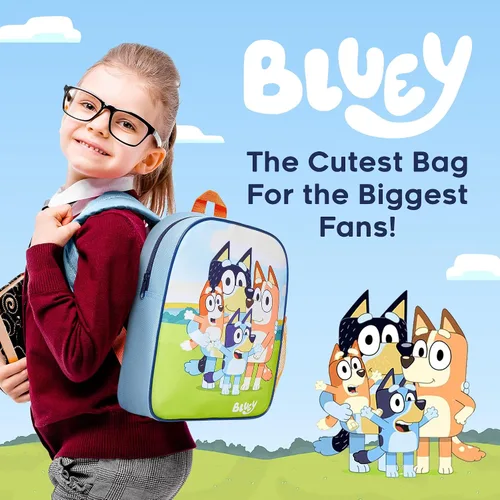 Vista 7 de Bluey Mochila, mochila para niños con interior espacioso, bolsillos laterales de malla, linda mochila para niños y niños pequeños con correas