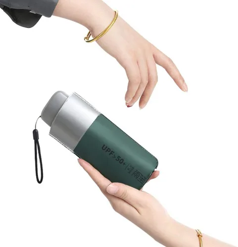 Vista 4 de Mini paraguas de viaje actualizado a prueba de viento, ligero y compacto, portátil, al aire libre, paraguas plegable UV para hombres, mujeres