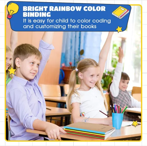 Vista 7 de Henoyso Paquete de 5 cuadernos de composición primaria, 9-3/4 x 7-1/2 pulgadas, diario primario para niños, cuaderno de escritura K-2 para niños