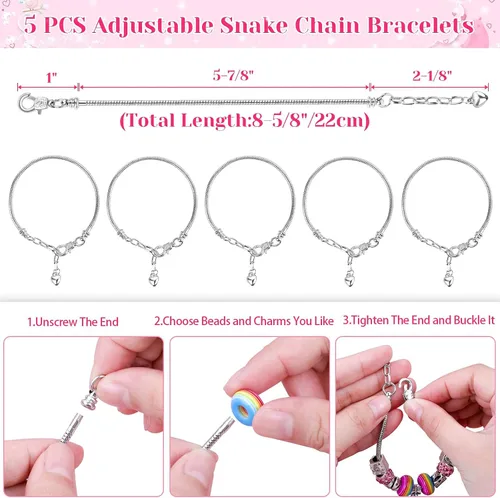 Vista 4 de Acejoz Kit de 85 pulseras con dijes, cuentas para adultos y principiantes