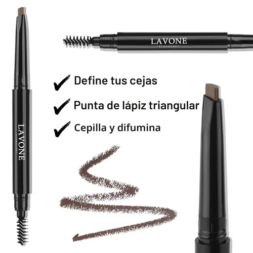 Vista 3 de LAVONE Kit de plantillas para cejas, trío de sellos para cejas con lápiz impermeable, pomada, 20 plantillas, cepillo de doble punta y aplicador