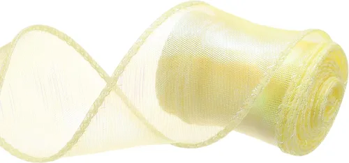 Vista 15 de MECCANIXITY - Cinta de organza con cable de 1 1/2" de ancho, brillante, transparente, con brillo irisado en tonos pastel, cinta de gasa para Beige