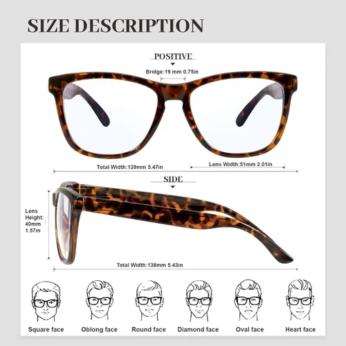 Vista 3 de Retro Blue Light Blocking Glasses for Women Men Classic Style Computer TV Eyeglasses Anti Eyestrain