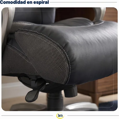 Vista 10 de Silla de oficina Serta grande y alta con capas inteligentes y tecnología de aire, Cuero, Negro