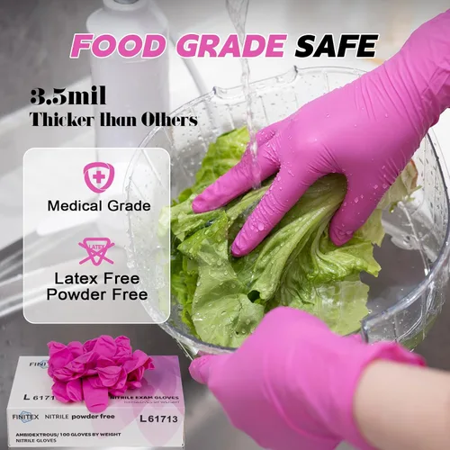 Vista 7 de FINITEX Nitrile Disposable Latex-Free Gloves - 3.5mil 100/1000PCS Powder-Free Latex Free Cleaning Medical Exam Food Gloves