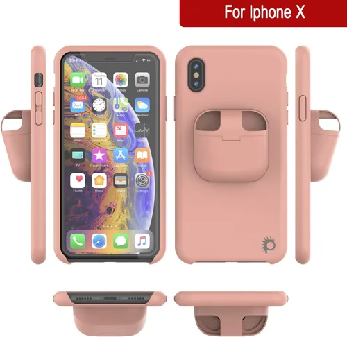 Vista 7 de PunkCase Funda para iPhone X Airpods (Serie CenterPods) Funda delgada y duradera 2 en 1 diseñada para iPhone X (5.8 pulgadas) Protege tu Rosado