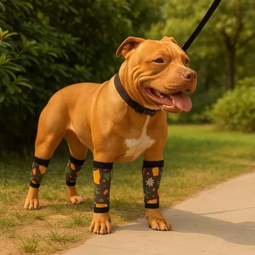 Vista 5 de Petwarm Juego de 4 fundas de recuperación para perros con estampado de bosque de zorro, fundas de apoyo para articulaciones sin conos para perros