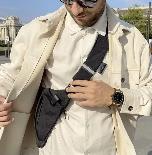Vista 5 de Flex Moves PERSONAL FLEX BAG Bolso bandolera antirrobo para hombres y mujeres, bolsa de pecho para deportes, viajes, uso diario