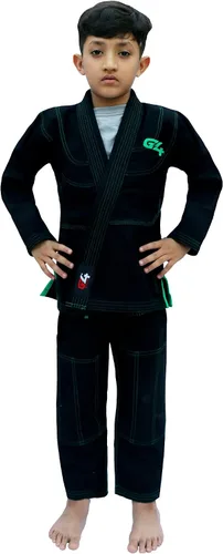 Vista 3 de G4 VISION BJJ Kids Jiu Jitsu Gi, uniforme brasileño de Jiu Jitsu para niños, cinturón blanco ligero Negro