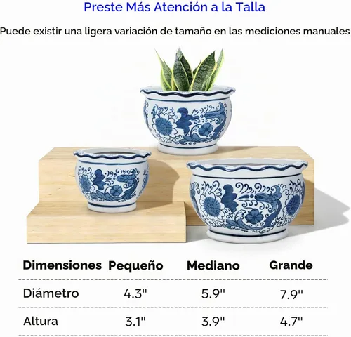 Vista 4 de HakkaGirl Chinese - Pequeña maceta de porcelana azul y blanca. Azul y blanco - Decoración artística
