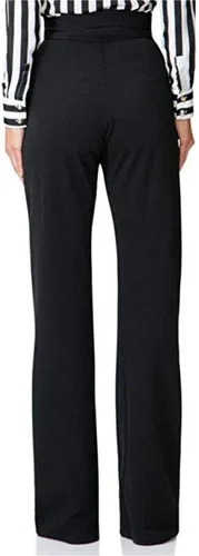 Vista 4 de LKOUS Pantalones de vestir elásticos de cintura alta para mujer, pantalones de pierna ancha, pantalones de trabajo para oficina