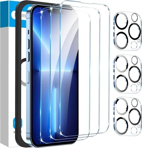 Vista 12 de Fotbor Compatible con 3 protectores de pantalla de iPhone Air con 1 juego de protector de lente de cámara, actualización 2025 9H+ vidrio templado