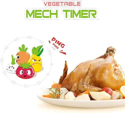 Vista 4 de Temporizador mecánico de hortalizas de dibujos animados de 60 minutos, temporizador de cocina mecánico, contadores de alarma ruidosos, temporizador