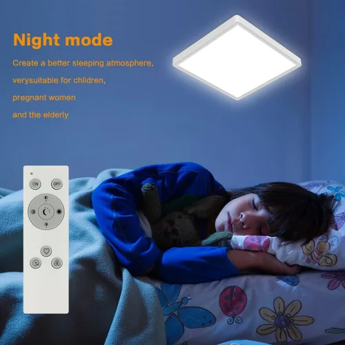 Vista 6 de Lámpara de techo LED regulable de 12 pulgadas con control remoto, brillo CCT completo de 24 W, luz de techo LED cuadrada ajustable, accesorio