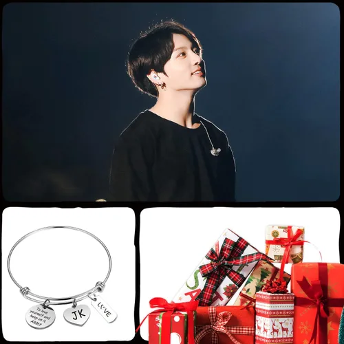 Vista 5 de LACAKU - Pulsera para niño Kpop BTS Bangtan dijes con textos en inglés amarte a ti mismo ARMY regalo de joyería para niños acero inoxidable JK BR