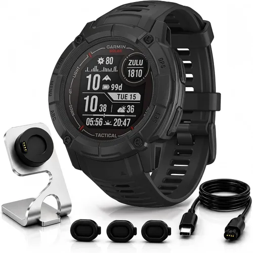 Vista 10 de Garmin Instinct 2X Solar - Edición táctica, carga solar, reloj inteligente GPS resistente, linterna integrada, calculadora de balística, paquete