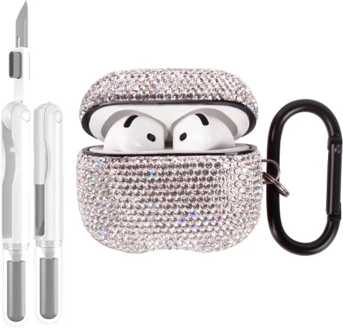 Vista 15 de Funda protectora para AirPods Pro con kit de limpieza, funda protectora de diamantes brillantes para Apple AirPod Pro de 2ª y 1ª