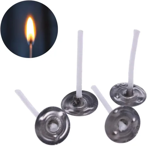 Vista 4 de 100 mechas de té de bajo humo, pestañas de mecha preenceradas de 1 pulgada para fabricación de velas de cera de soja, algodón puro, sin humo