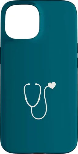 Vista 6 de iPhone 16 Dark Peacock Blue - Estuche para estetoscopio de corazón para enfermera o médico