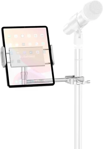 Vista 10 de Soporte de aluminio Elitehood para iPad para soporte de micrófono, soporte lateral para iPad para música con soporte para micrófono, soporte