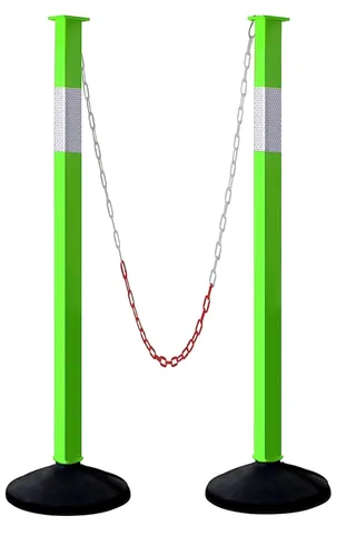 Vista 8 de Puesto delineador de tráfico con base ponderada y collares reflectantes, conos de estacionamiento ajustables con cadenas de 4 pies, poste de barrera
