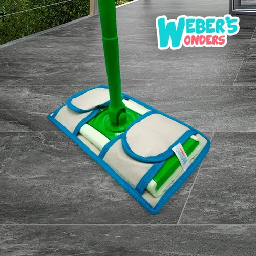 Vista 5 de Paquete de 4 almohadillas de microfibra Weber's Wonders para trapeador, lavables, reutilizables, duraderas, compatibles con cabezales Swiffer