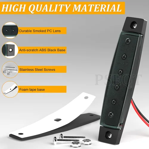 Vista 5 de PSEQT Luces LED de navegación para barco, interior marino, tira de luz de cortesía, cubierta de popa, iluminación de cabina de 3.8 pulgadas, 6 LED