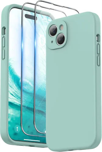 Vista 16 de SURPHY Funda diseñada para iPhone 15 Plus con protector de pantalla y cordón, correa de teléfono y funda de silicona líquida para teléfono
