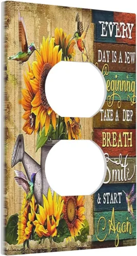 Vista 33 de Cubiertas Decorativas para Placas de Interruptor Diente de León Azul Rústico Citas Inspiradoras Casa de Campo Tablón de Madera Gris 1 Gang Cubierta